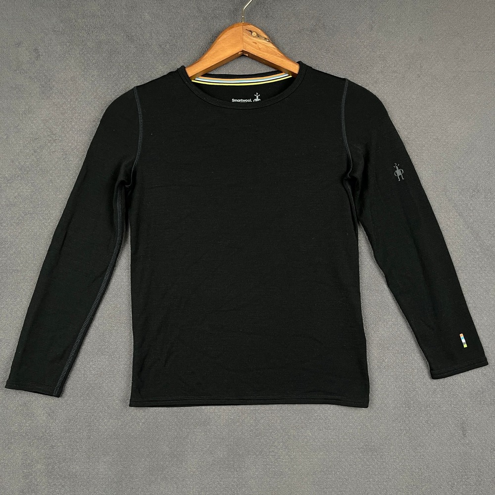 Smartwool Base Layer Top Kids Medium Black Merino 250 Long Sleeve Crew SW0SN110